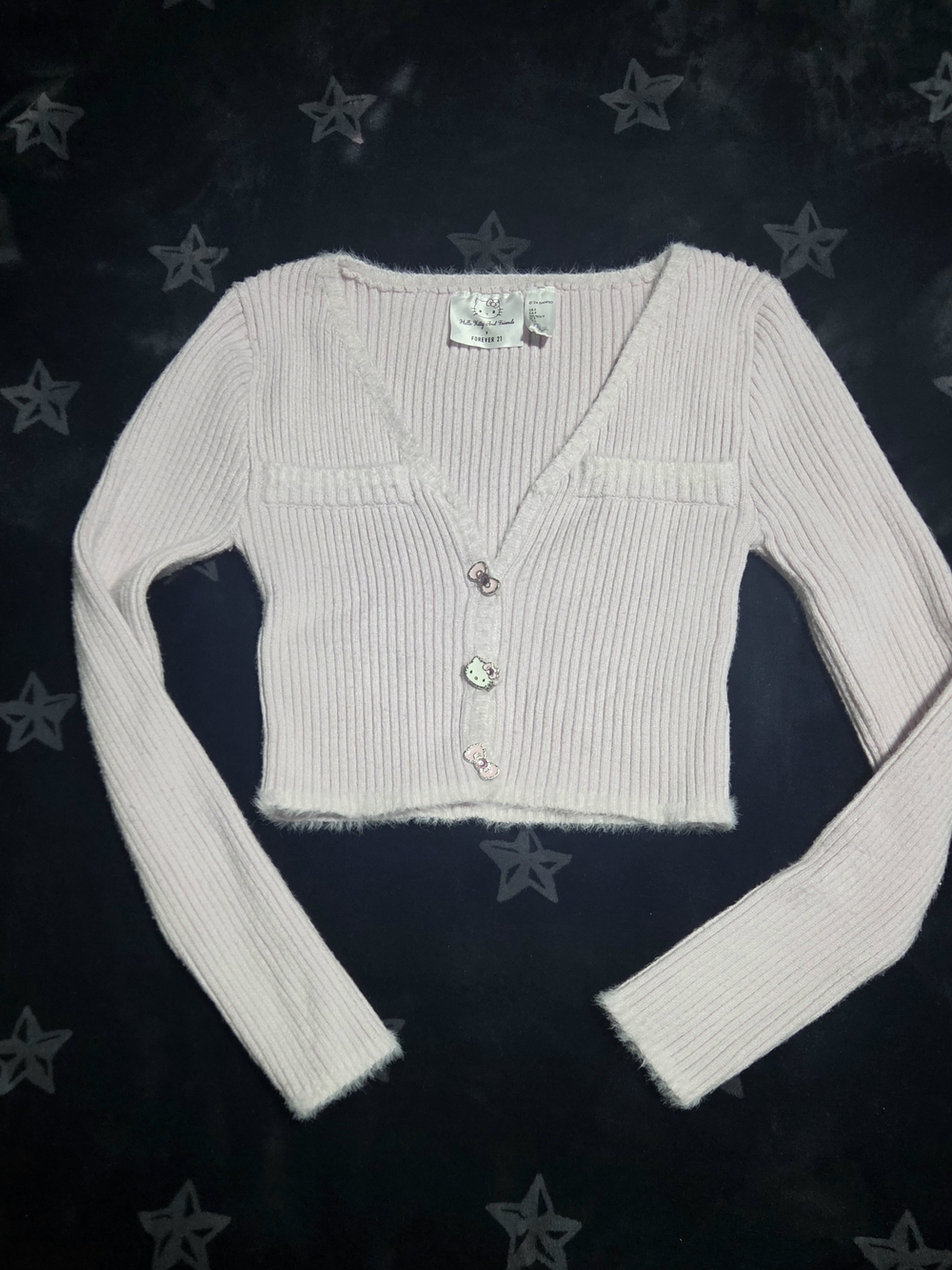 Hello Kitty x Forever 21 Light Pink Fuzzy Ribbed Cardigan